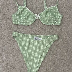 Princess Polly Green Polka Dot Bikini Set